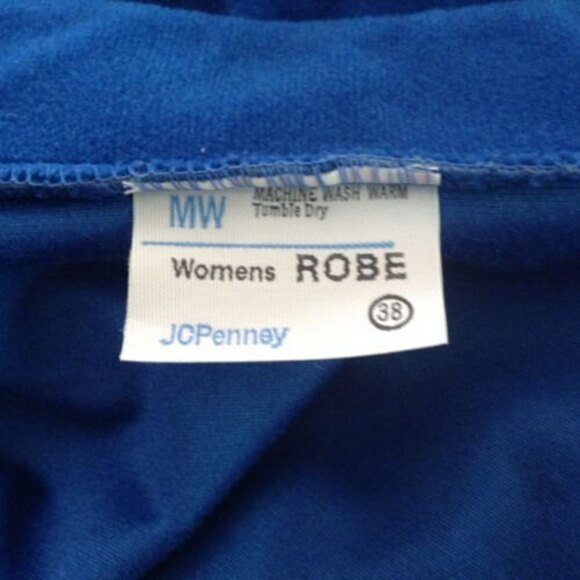 Vintage JC Penney Women's Fleece Robe 38 Stripes Blue Zip Front Caftan - Picture 4 of 4